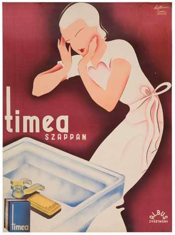 Timea Szappan, red poster, woman in white