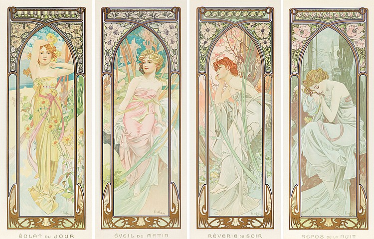 Four colored posters, seasons