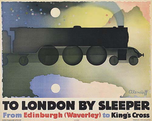 To London by Sleeper, black train