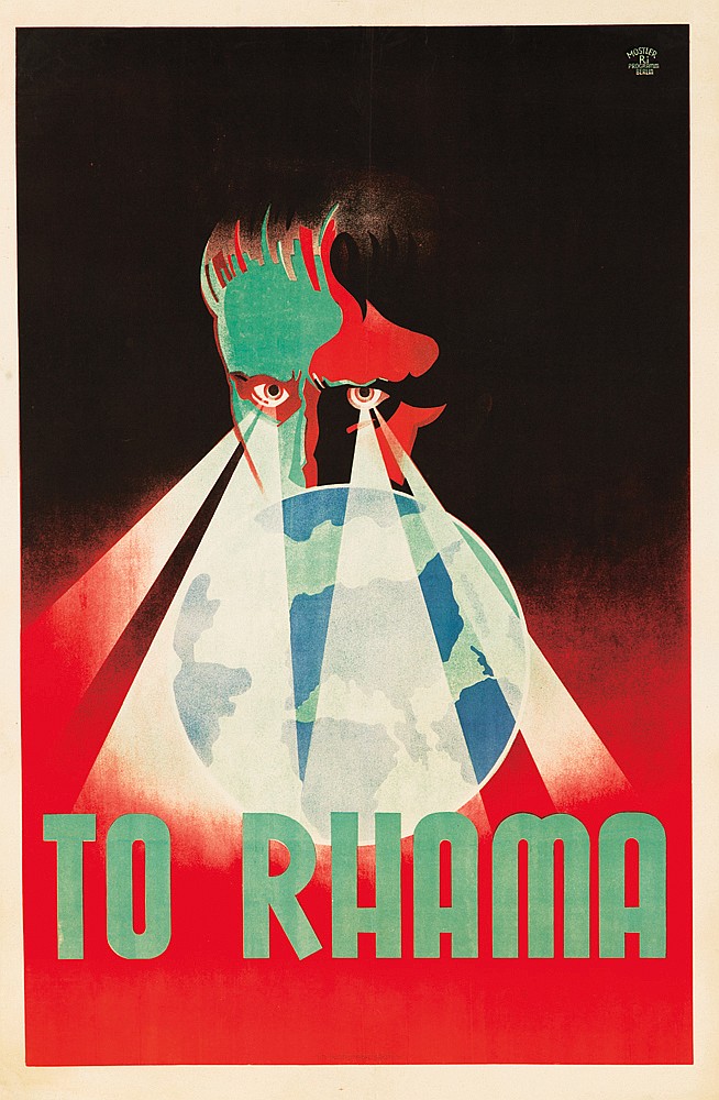 To Rhama, red poster, globe, eyes