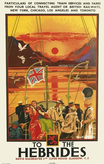 To The Hebrides, british flag, sunset