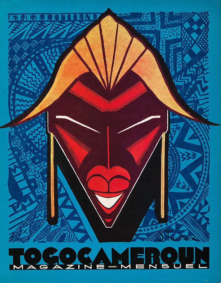 Togocameroun, man in mask, blue poster