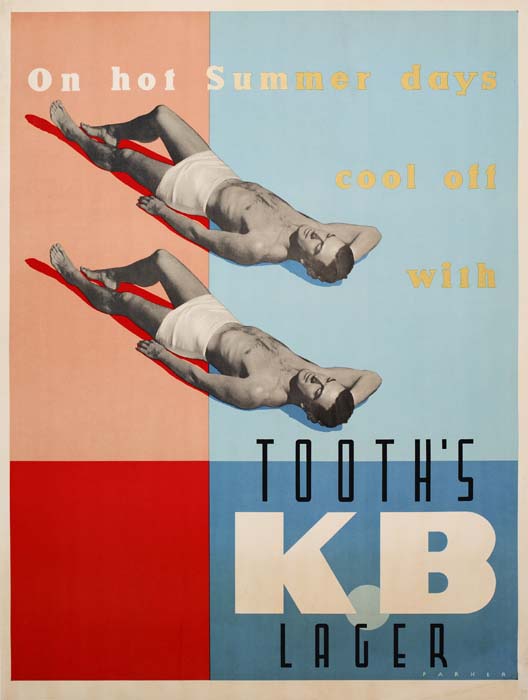 Tooth’s KB Lager, men sun bathing