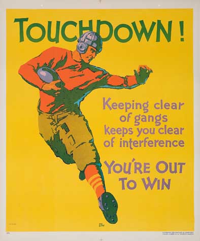 Touchdown! You’re Out to Win, yellow poster, man playing football
