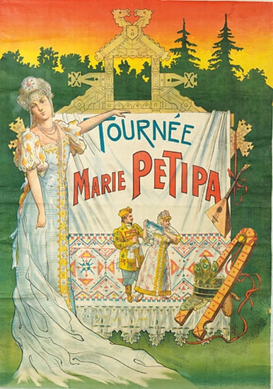 Tournee Marie Petipa, woman in white, sunset