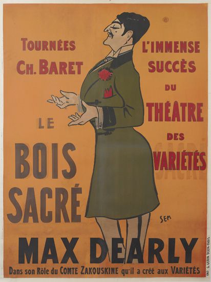 Tournees Ch. Baret, man in green coat, Le Bois Sacre Max Dearly