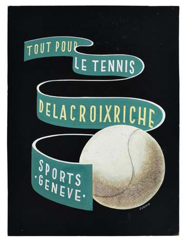 Tout Pour Le Tennis Delacroixriche Sports Geneve, white ball, black poster
