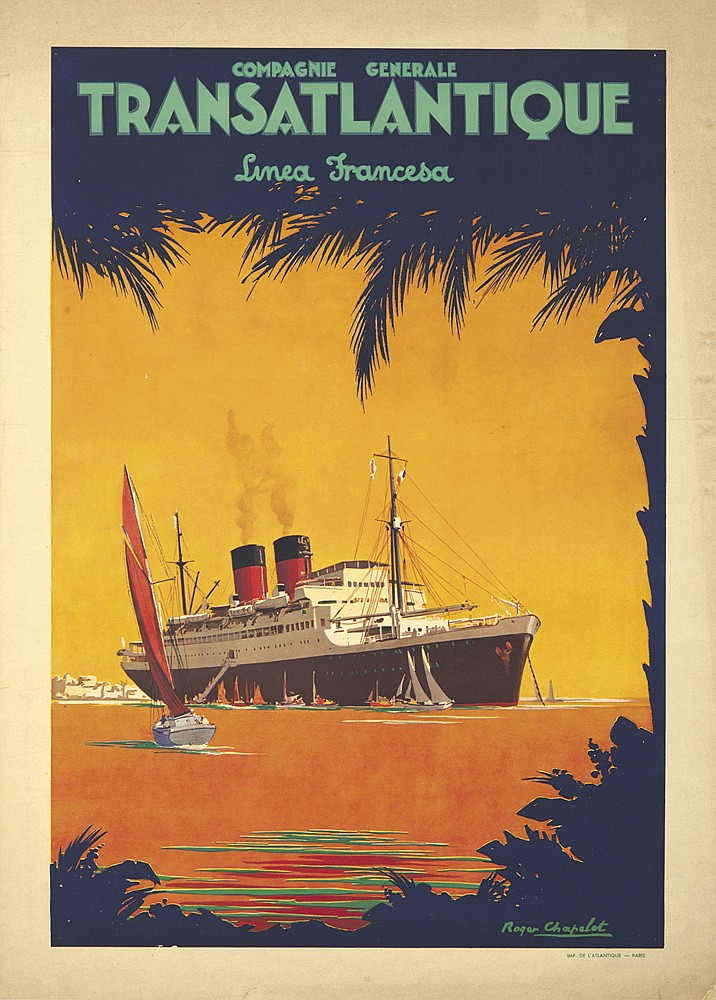 Transatlantique Linea Francesa, yellow poster