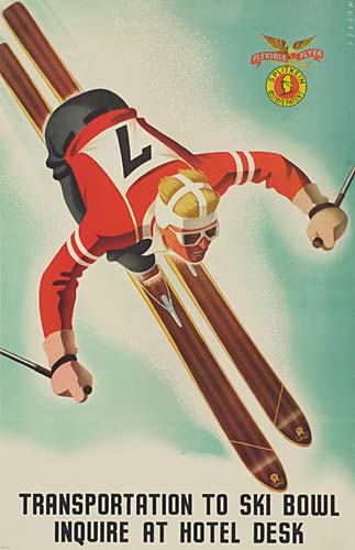 Transportation to Ski Bowl, skier in red