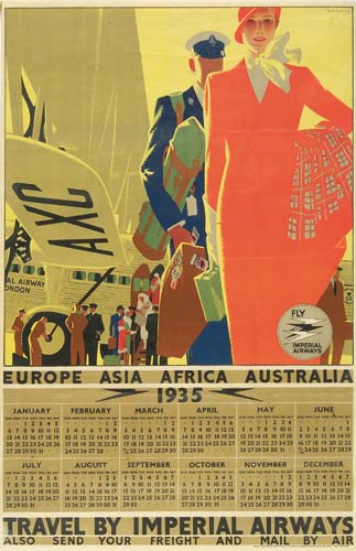 AXC, Travel by Imperial Airways, woman in red