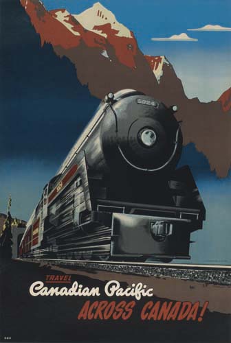 Travel Canadian Pacific Across Canada, black train, mountains