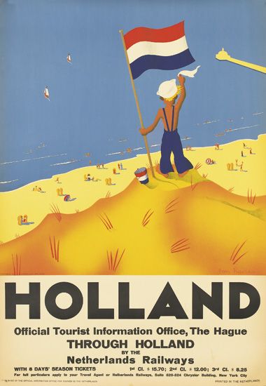 Holland, man with flag, Official Tourist Information Office, The Hague