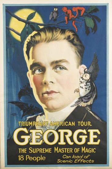 Triumphant American Tour George, man with an owl on his shoulder