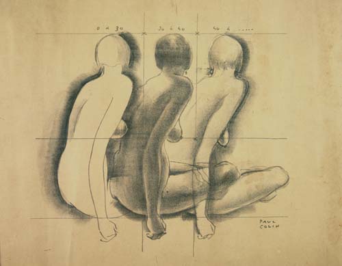Three nude women, sketch