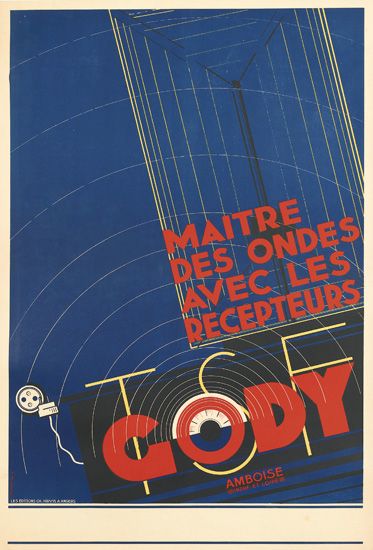 Maitre des Ondes Avec Les Recepteurs TSF Gody, blue poster