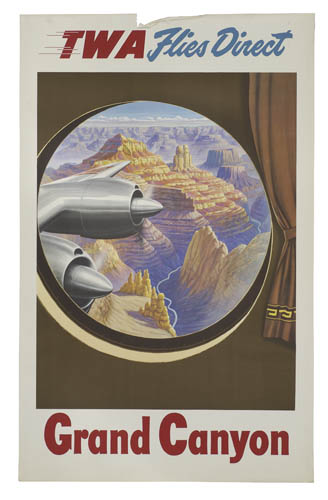 TWA Flies Direct, Grand Canyon, plane window