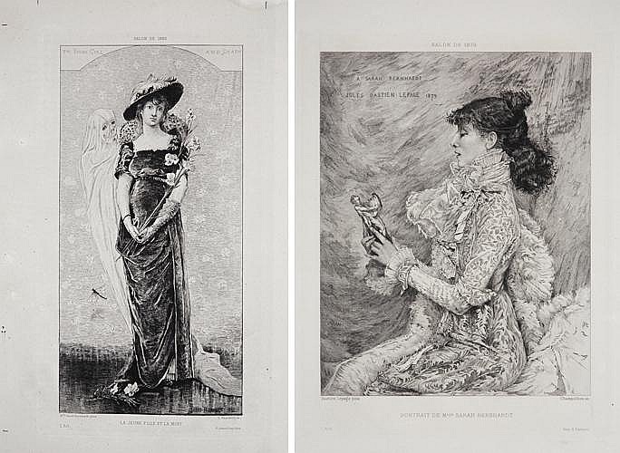 Two prints, women in long dresses