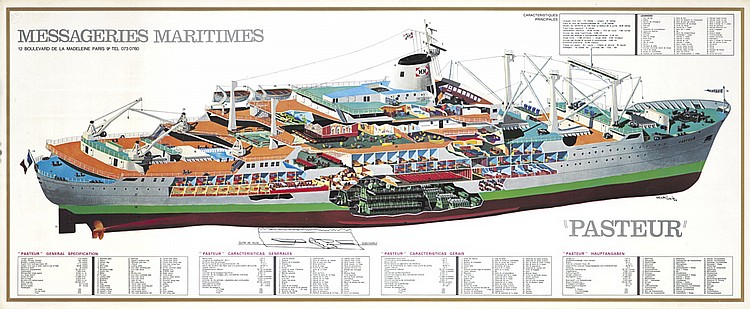 Messageries Maritimes Pasteur, interior of the ship