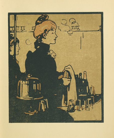 Woman in black with red hair