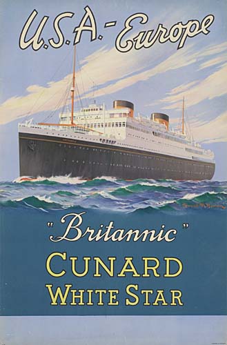 USA Europe Britannic Cunard White Star, white ship