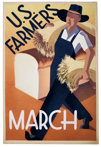 US Farmers March, man carries hay