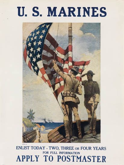 U.S. Marines Apply to Postmaster, man raises flag