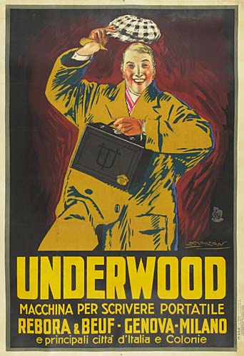 Underwood Macchina per Scrivere Portatile Rebora, man in yellow