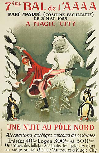 Une Nuit au Pole Nord, woman in red ice skating polar bear