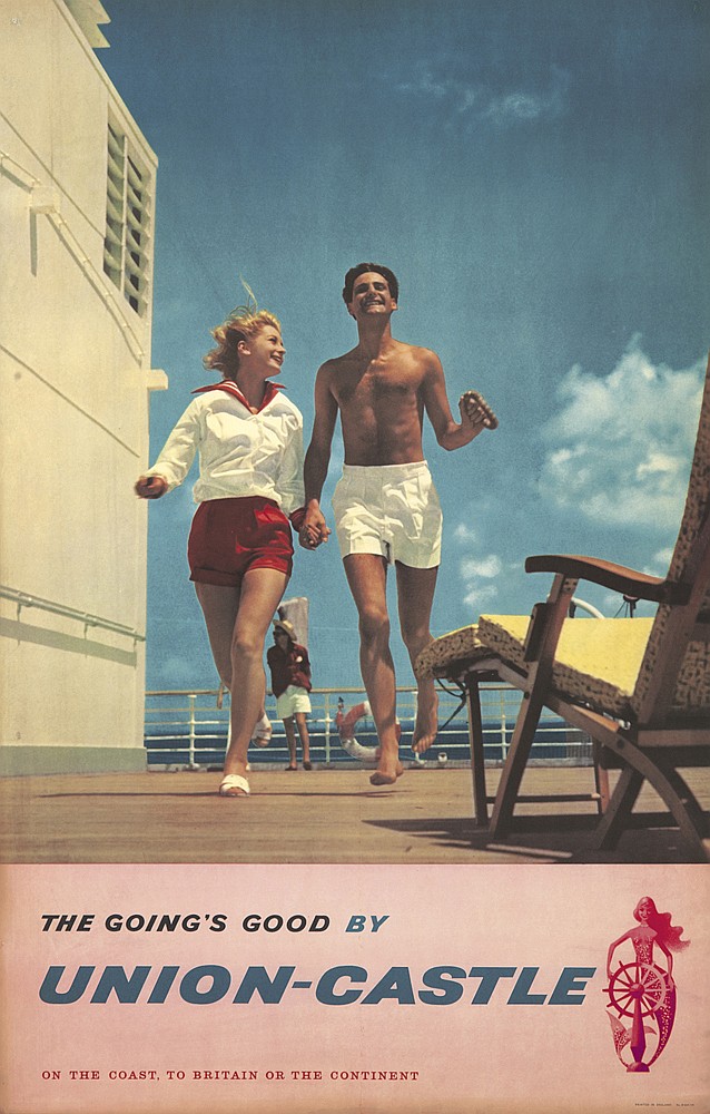 The Going’s Good By Union Caslte, couple running on deck
