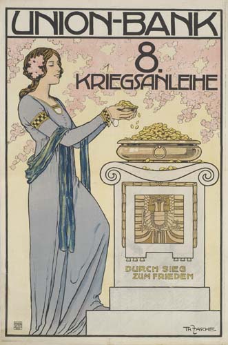 Union Bank 8 Kriegsanleihe, woman in blue