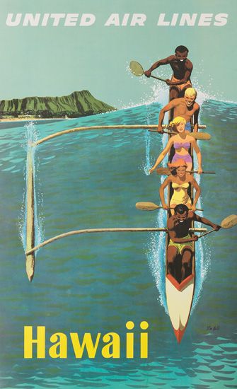 United Air Lines Hawaii, rowing a boat