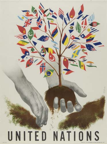 United Nations, flag tree