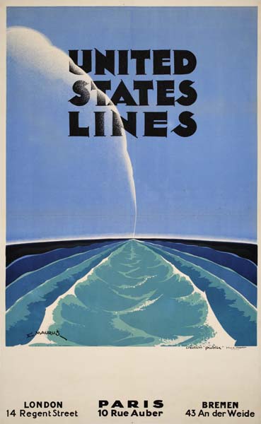 United States Lines, waves, Paris 10 Rue Auber