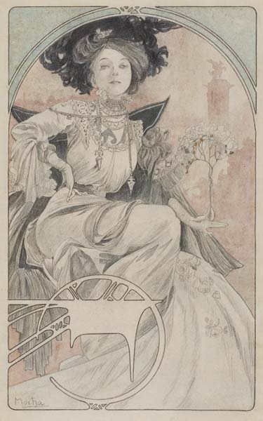 Sketch of a woman in white