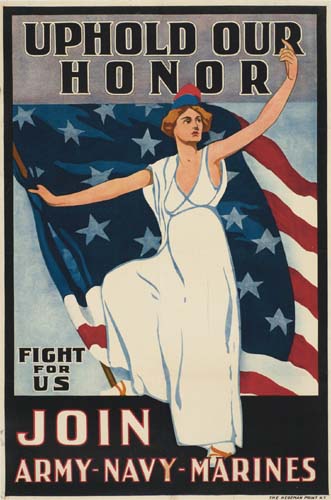 Uphold our Honor, woman in white, Join Army, Navy, Marines