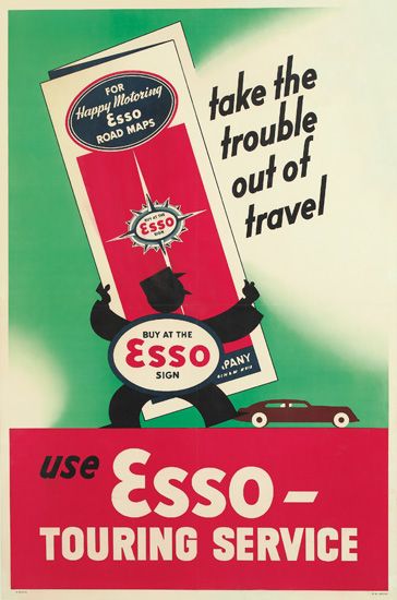 Use Esso Touring Service, red and green poster