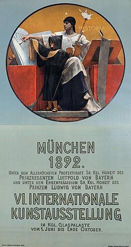 Munchen 1892, blue poster, VI International Kunstausstellung
