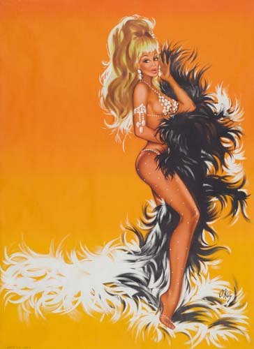 Woman in dancing uniform, yellow poster