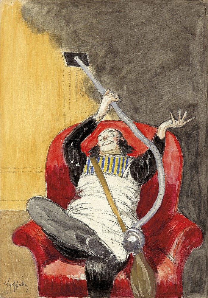 Man in red armchair