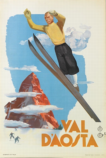Val D’Aosta, man in yellow skiing
