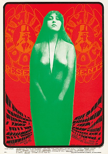 Nude green woman, red poster