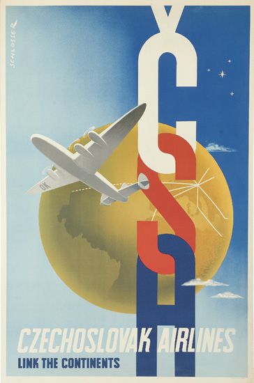 Czechoslovak Airlines, chain link, globe