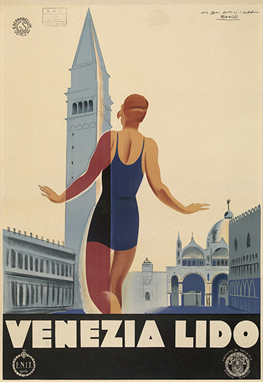 Venezia Lido, woman in blue swimsuit