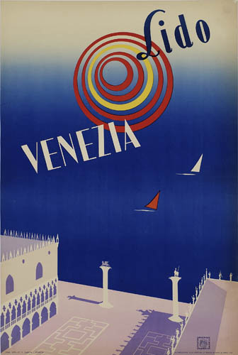 Venezia Lido, blue poster, sailboats