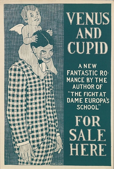 Venus and Cupid, blue poster