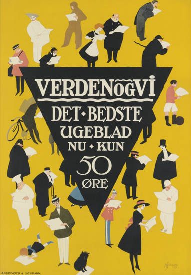 Verden Og Vi, yellow poster, crowd