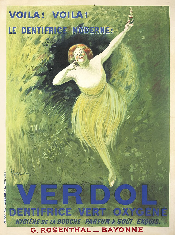 Verdol, green poster, woman in yellow