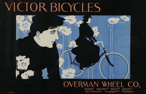 Victor Bicycles Overman Wheel Co, man and woman in black