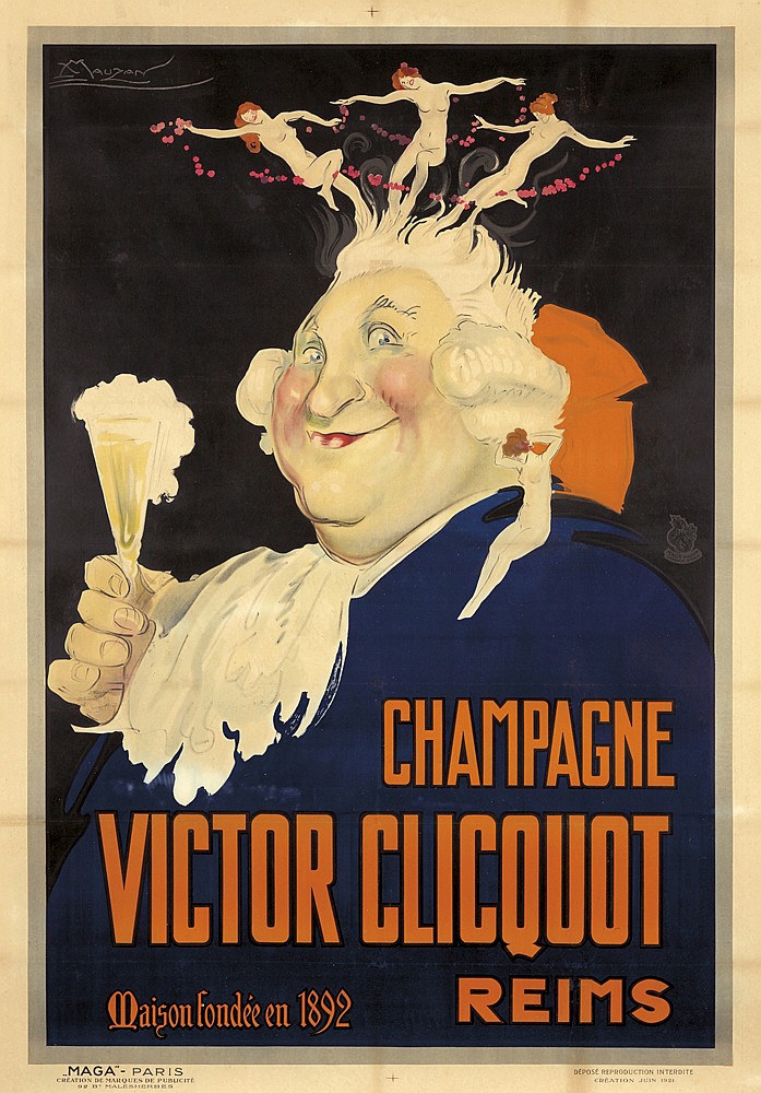 Champagne Victor Clicquot, man in blue