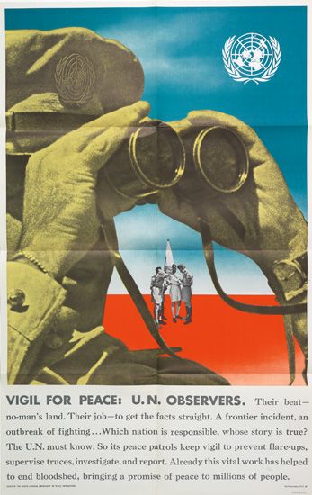 Vigil for Peace, U.N. Observers, man with binoculars